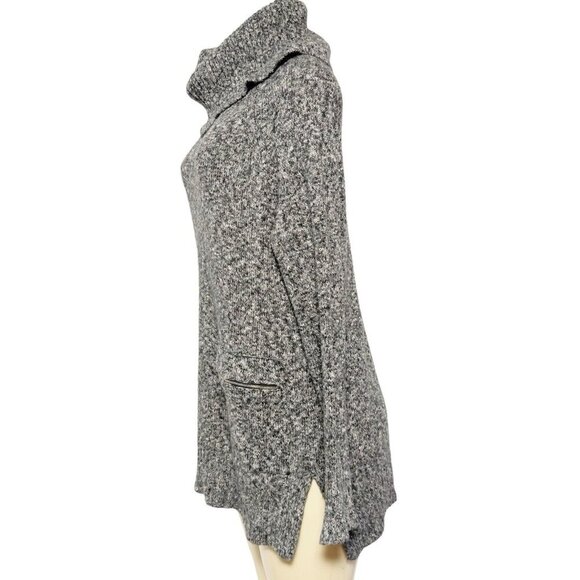 Workshop Republic Gray Cowl Turtleneck Sweater Long Soft Cozy Zip Pocket - Picture 4 of 10